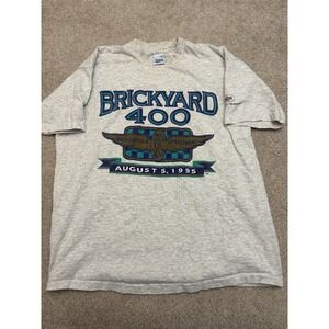 VTG 90s Brickyard 400 Single Stitch Salem Tag Short Sleeve Gray Shirt Size XL